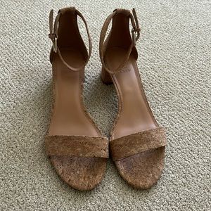 J. Crew Factory cork sandal midi heels